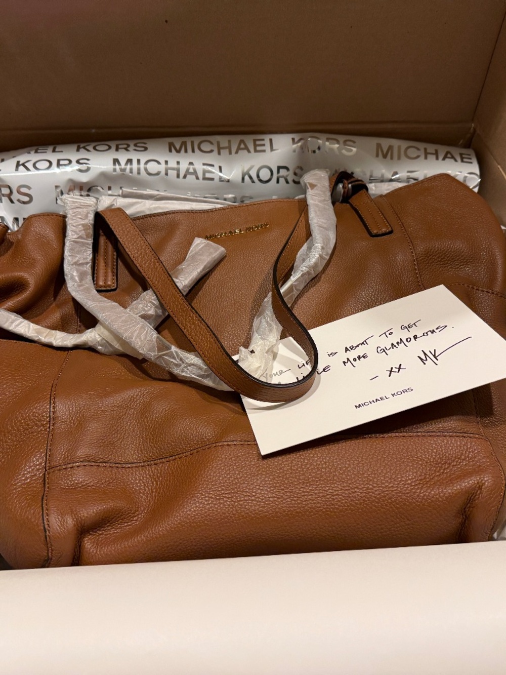Vintage Michael Kors Ashbury Leather Extra Large Shoulder Bag-original packaging